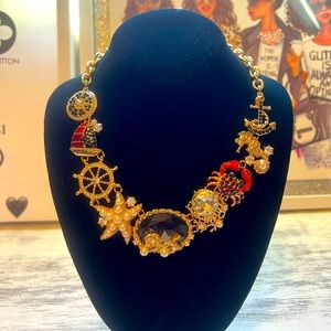 ❤️CHARTER CLUB gold-tone crystal,stone & imitation pearl sea-motif statement